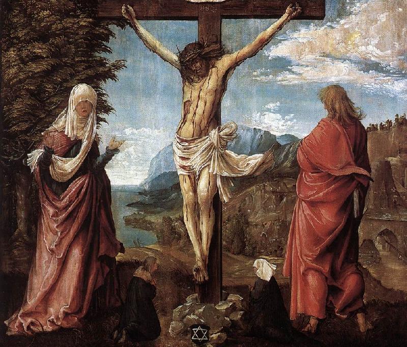 ALTDORFER, Albrecht Christ on the Cross between Mary and St John oil painting image
